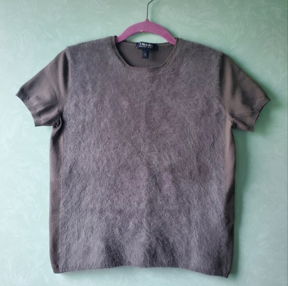 'S MaxMara Wool Angora Blend Fluffy Sweater Top Gray Size Small - Picture 1 of 6